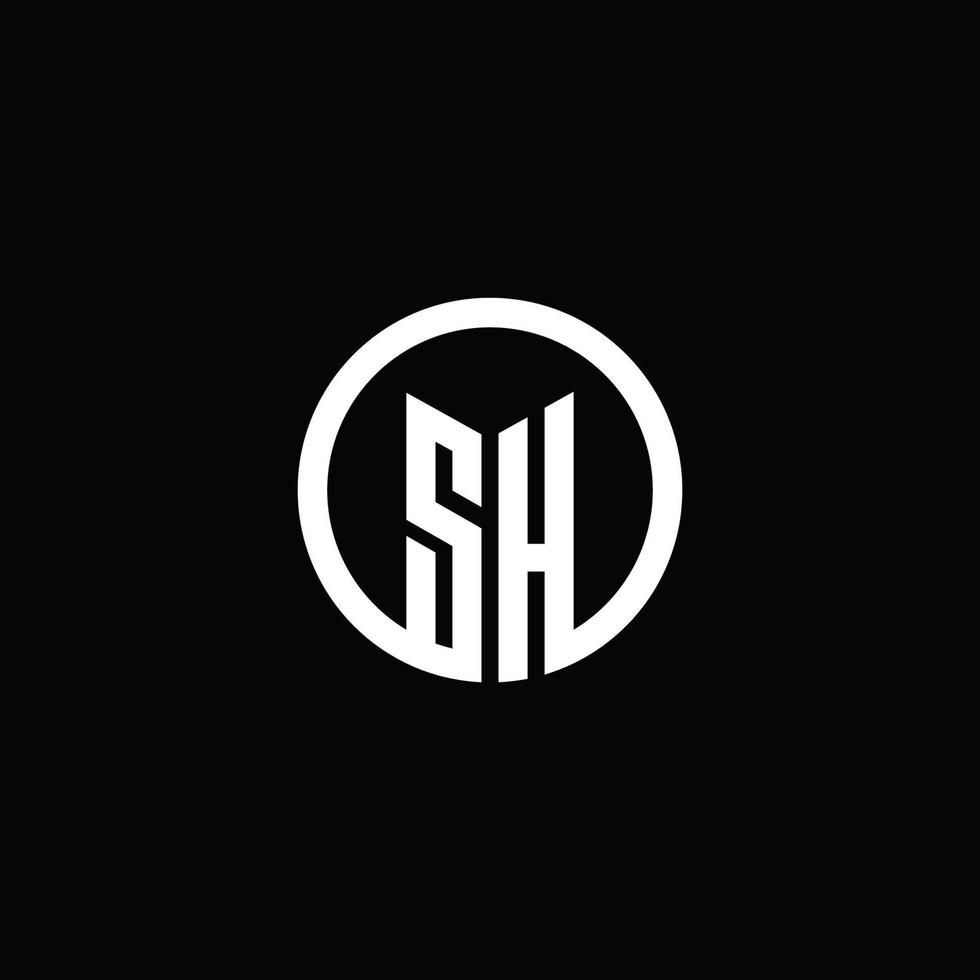 SH monogram logo isolated with a rotating circle vector