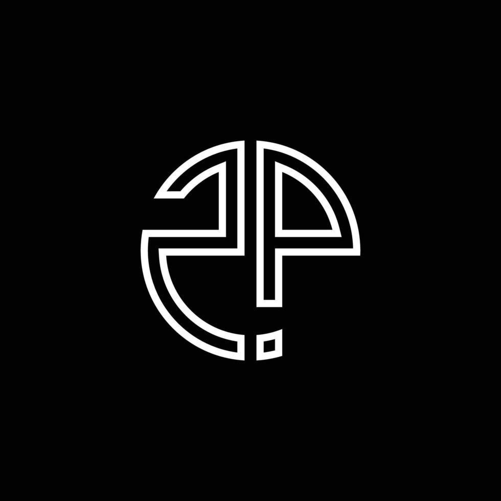 plantilla de diseño de esquema de estilo de cinta de círculo de logotipo de monograma zp vector