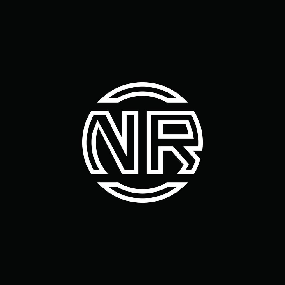 NR logo monogram with negative space circle rounded design template vector