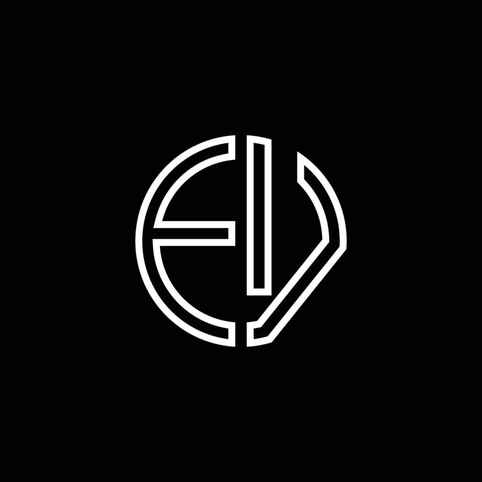 EV monogram logo circle ribbon style outline design template vector