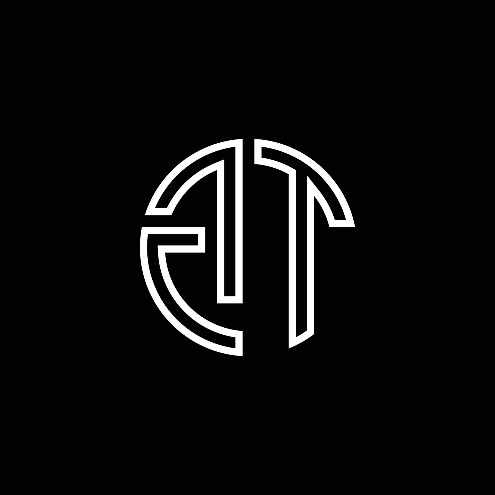Gt Monogram Logo Circle Ribbon Style Outline Design Template Vector Art At Vecteezy