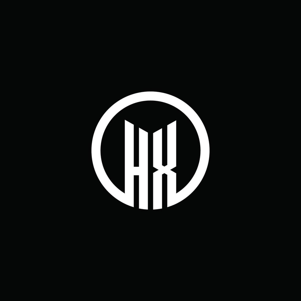 logotipo de monograma hx aislado con un círculo giratorio vector