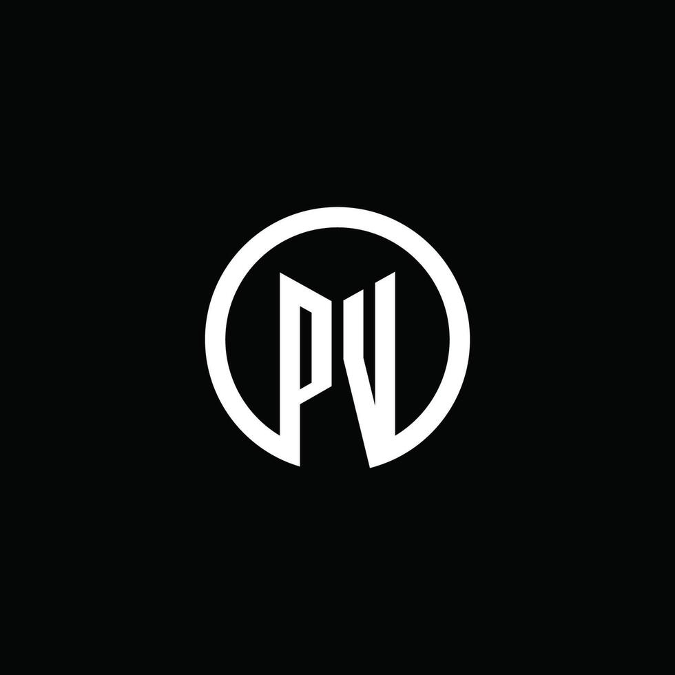 PV monogram logo isolated with a rotating circle vector