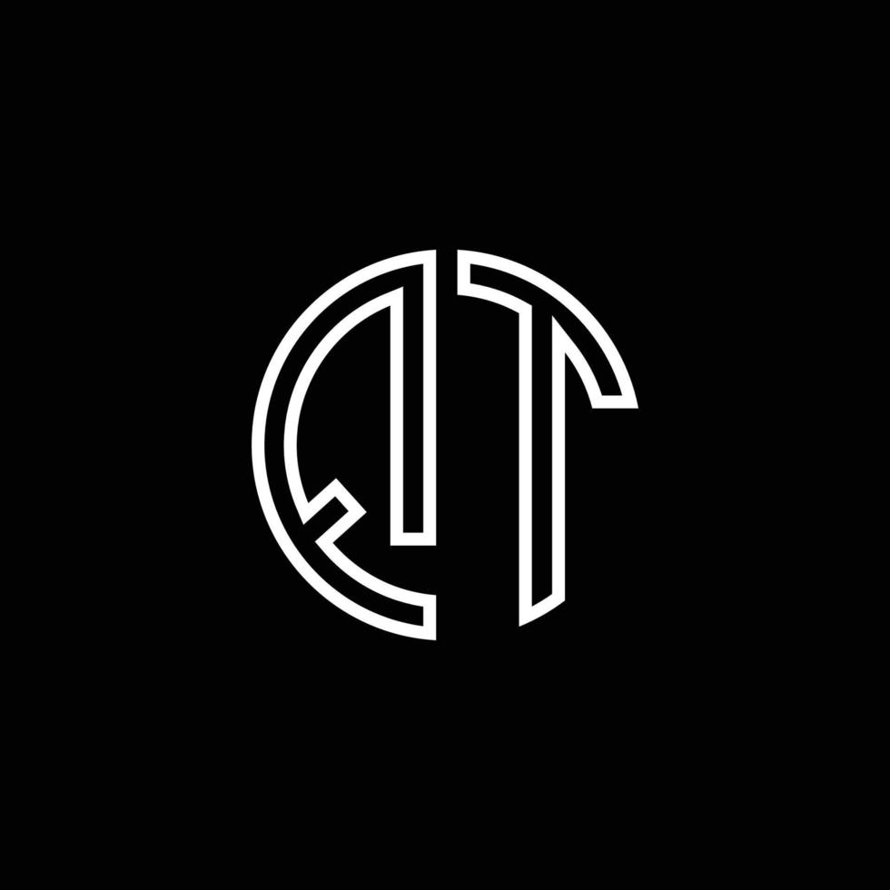 QT monogram logo circle ribbon style outline design template vector