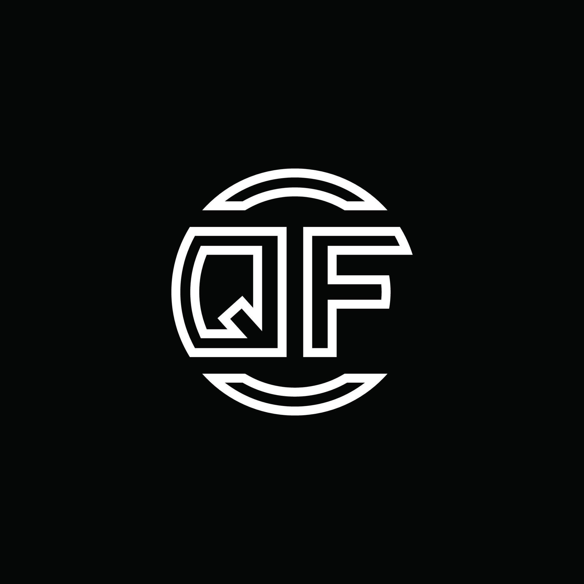Monograma del logotipo de qf con plantilla de diseño redondeado de círculo de espacio negativo vector