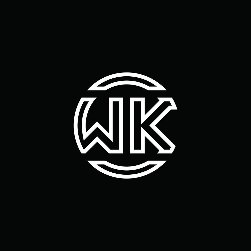 WK logo monogram with negative space circle rounded design template vector