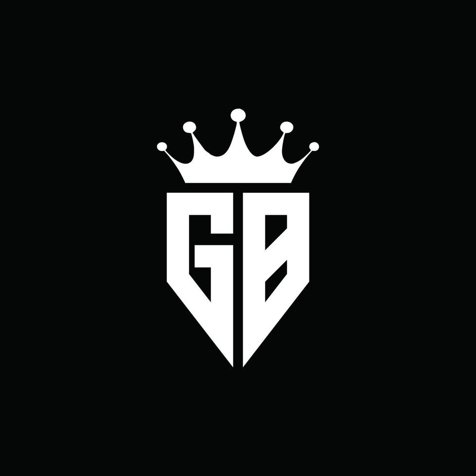 gb logo monograma emblema estilo con plantilla de diseño de forma de corona vector