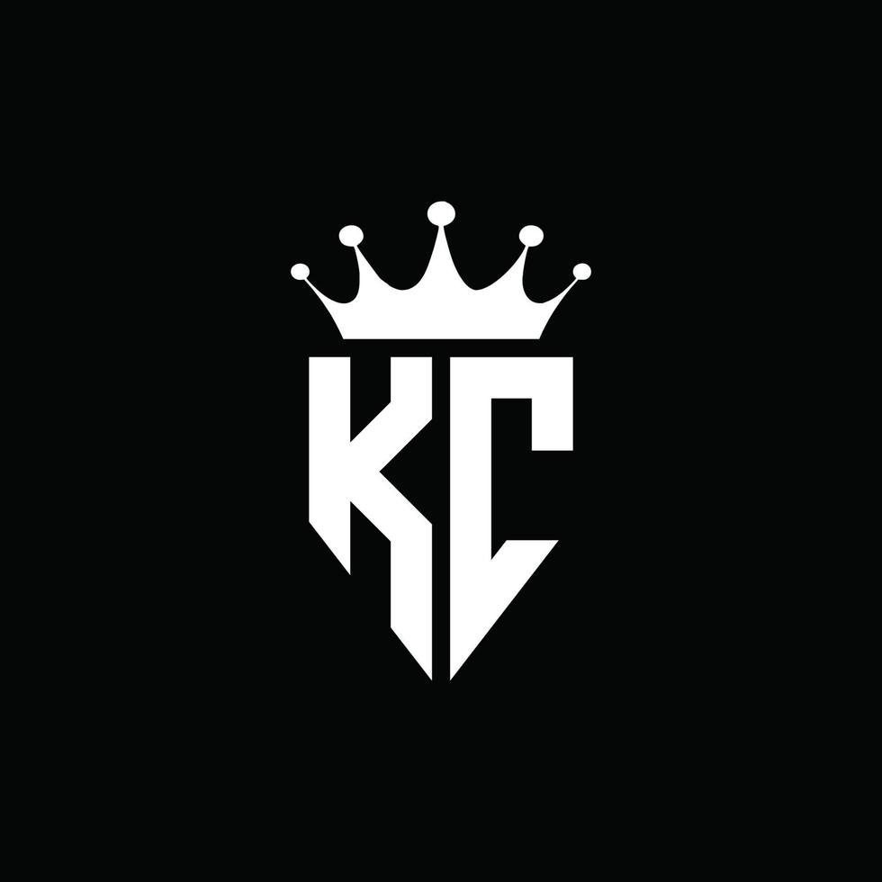 kc logo monograma emblema estilo con plantilla de diseño de forma de corona vector