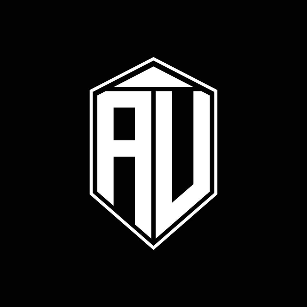 AU logo monogram with emblem shape combination tringle on top design template vector