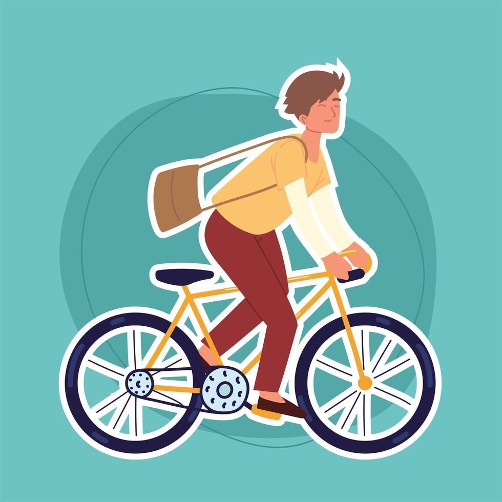 young riding a bicycle vector