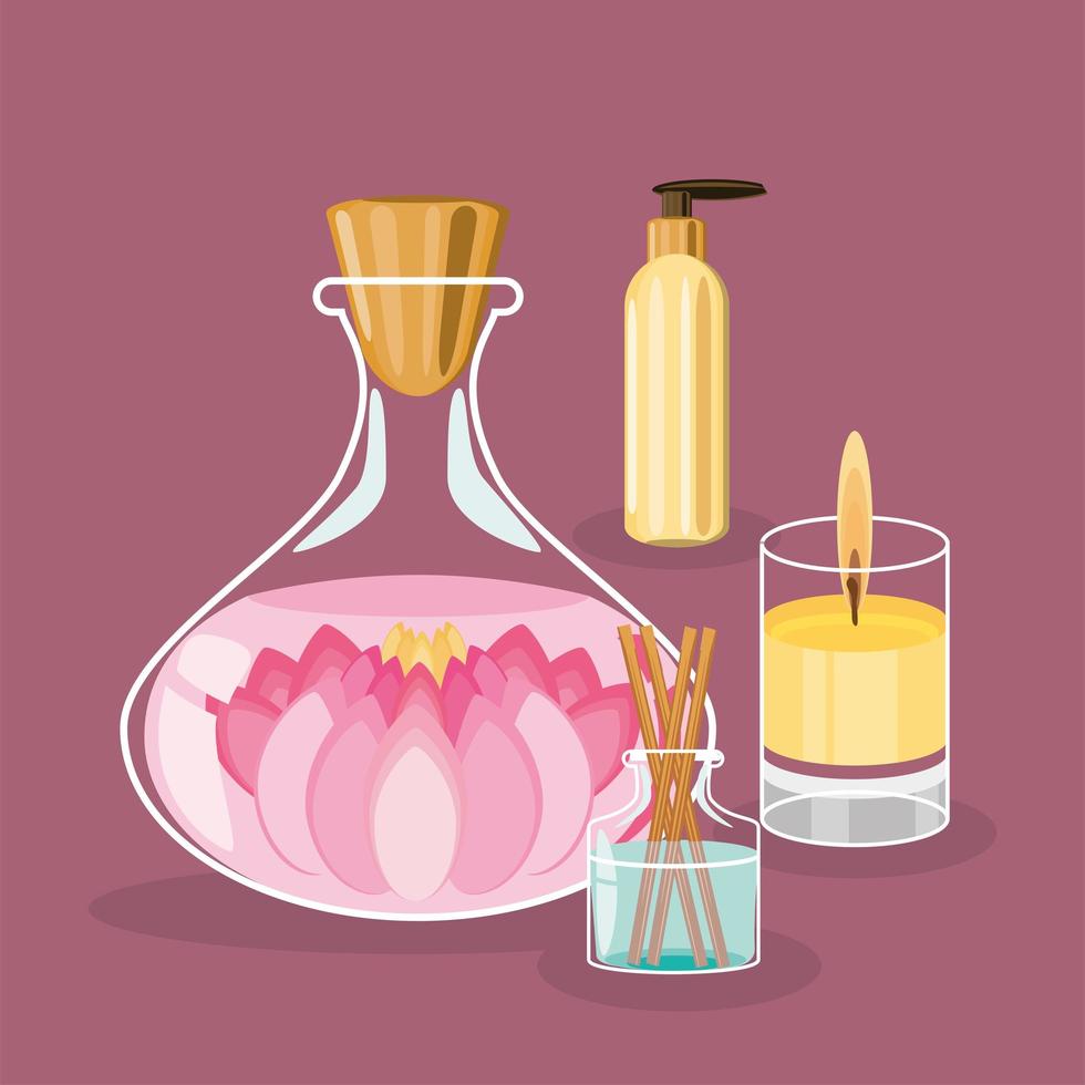 bowl flower candles vector