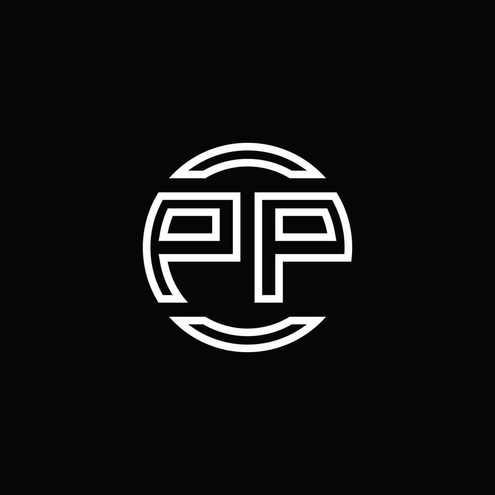 Monograma del logotipo de pp con plantilla de diseño redondeado de círculo de espacio negativo vector