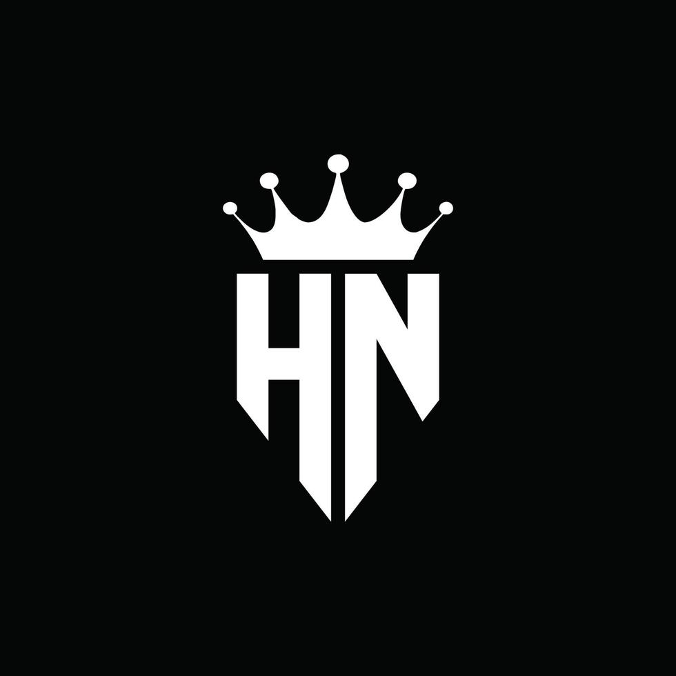 hn logo monograma emblema estilo con plantilla de diseño de forma de corona vector
