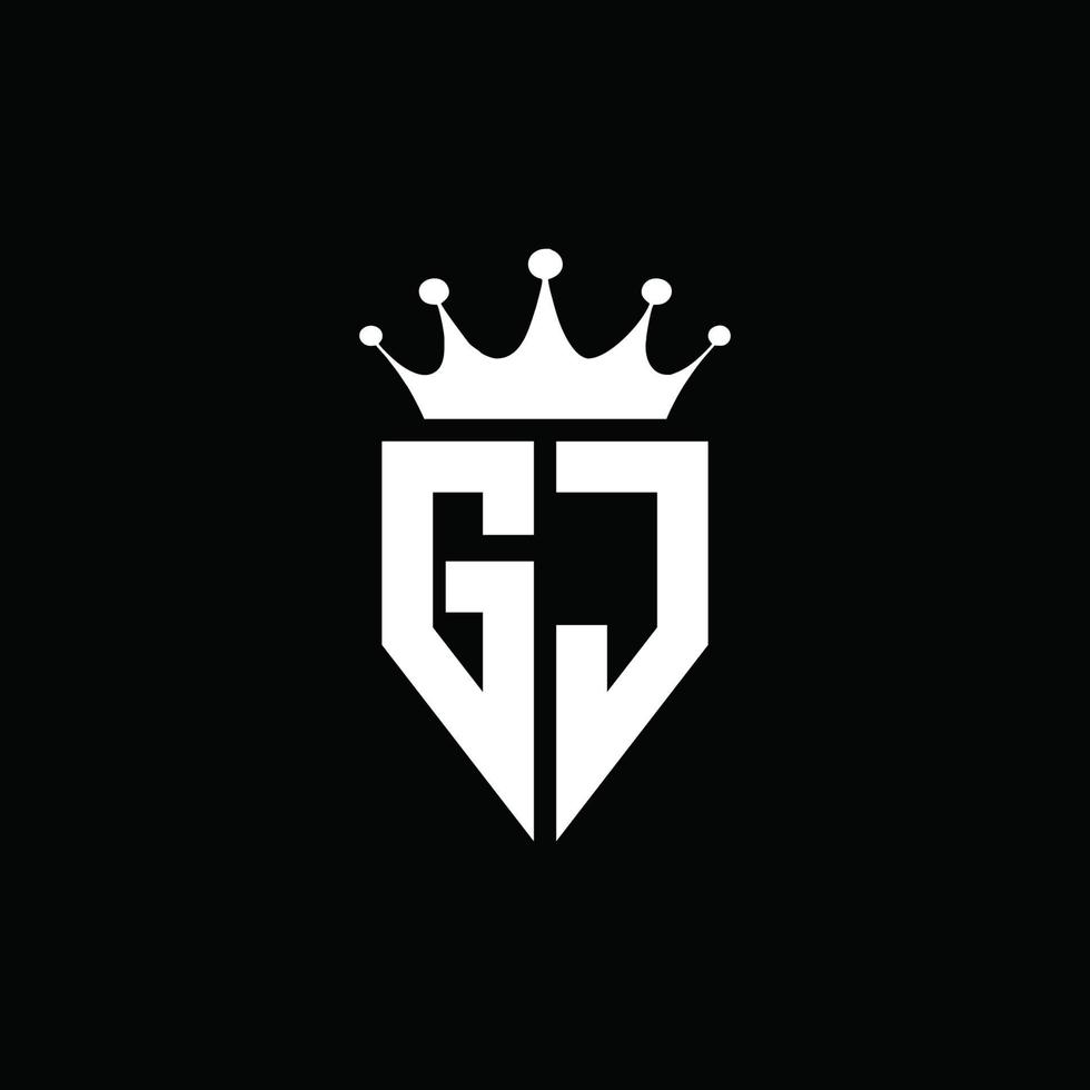 GJ logo monogram emblem style with crown shape design template vector