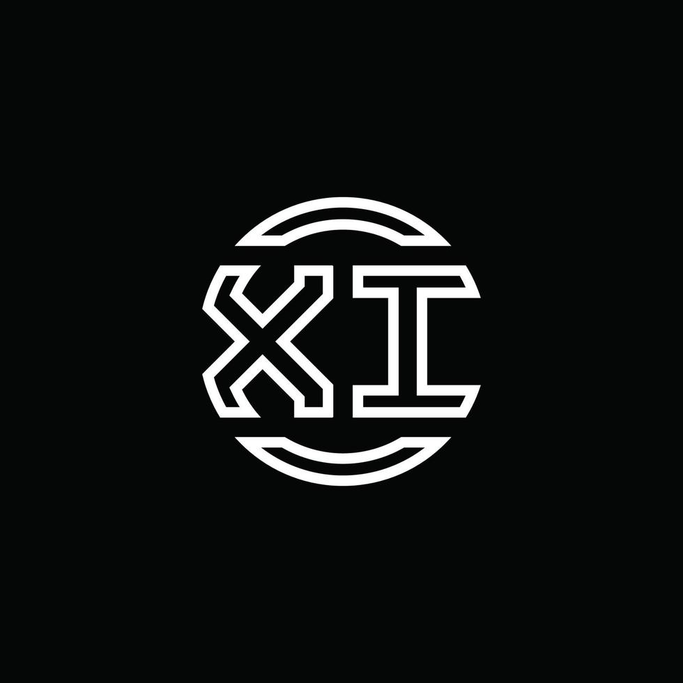 xi logo monograma con plantilla de diseño redondeado de círculo de espacio negativo vector