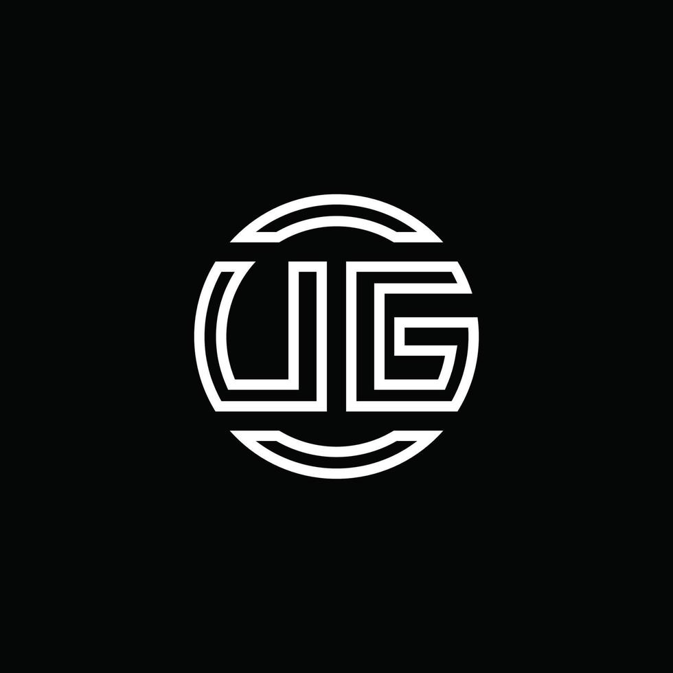 Monograma del logotipo de ug con plantilla de diseño redondeado de círculo de espacio negativo vector