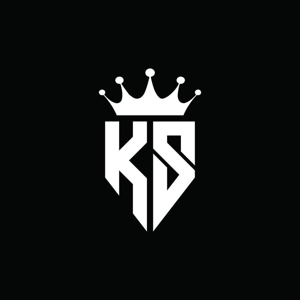 ks logo monograma emblema estilo con plantilla de diseño de forma de corona vector