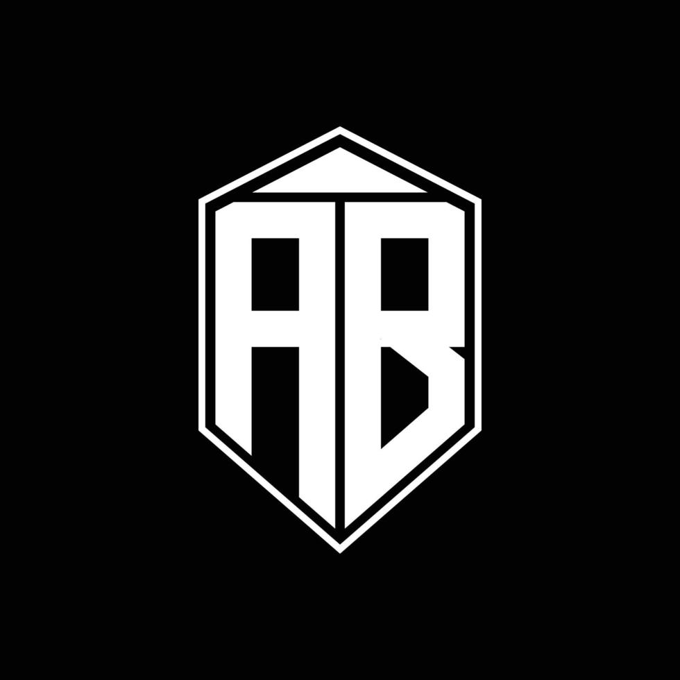 monograma del logotipo de ab con combinación de forma de emblema tringle en la plantilla de diseño superior vector