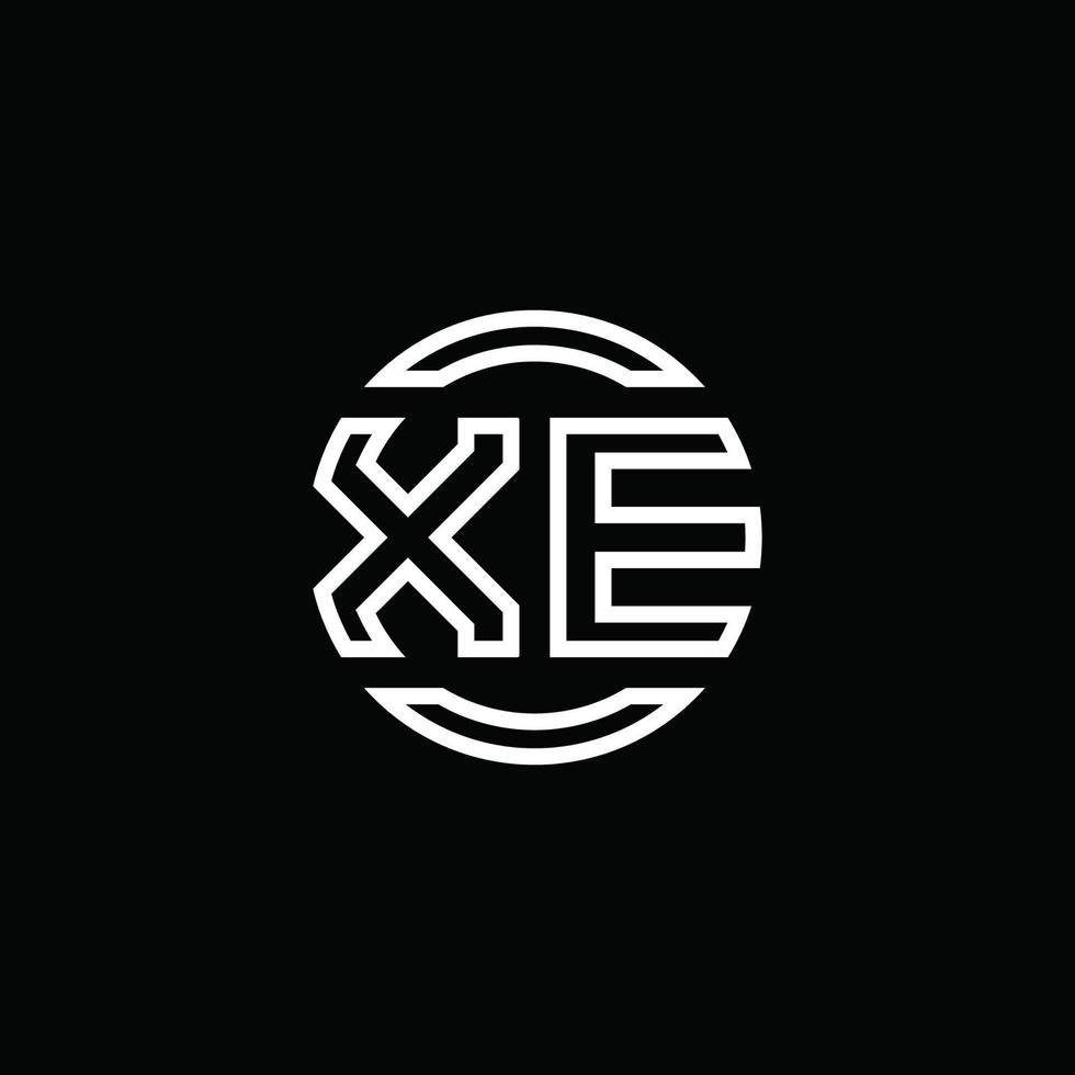 XE logo monogram with negative space circle rounded design template vector