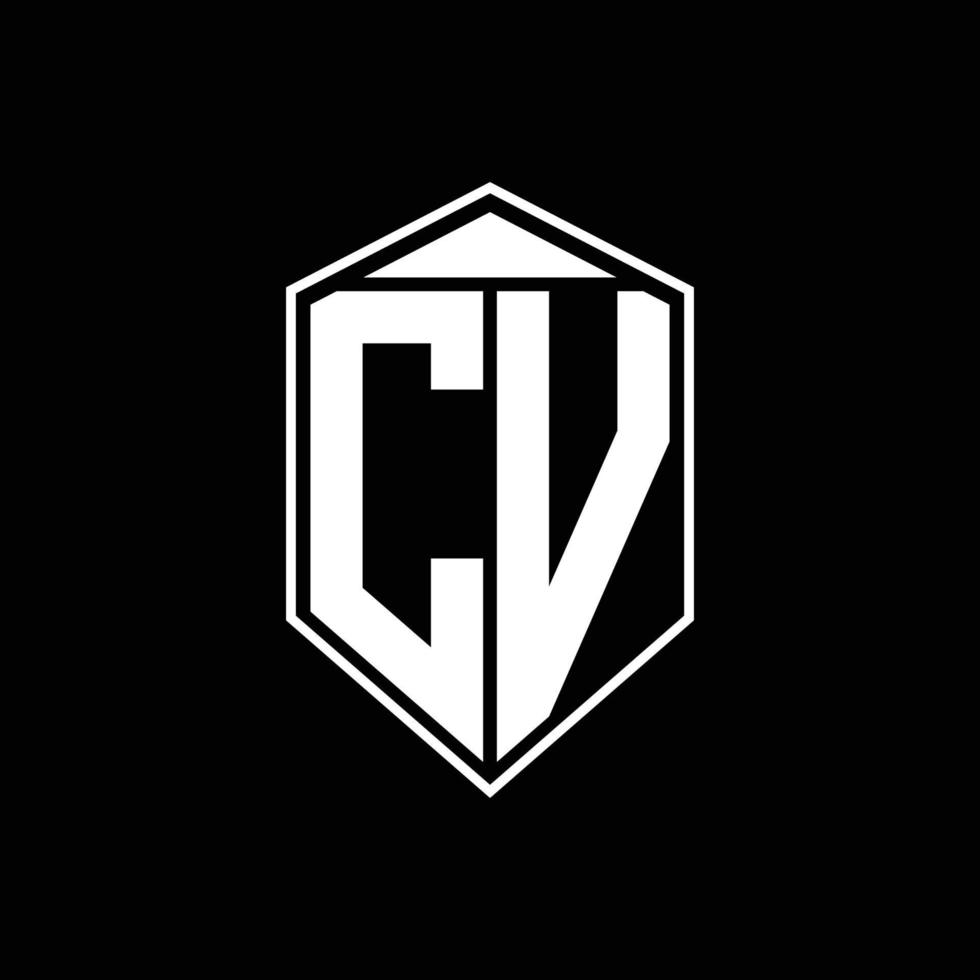 CV logo monogram with emblem shape combination tringle on top design template vector