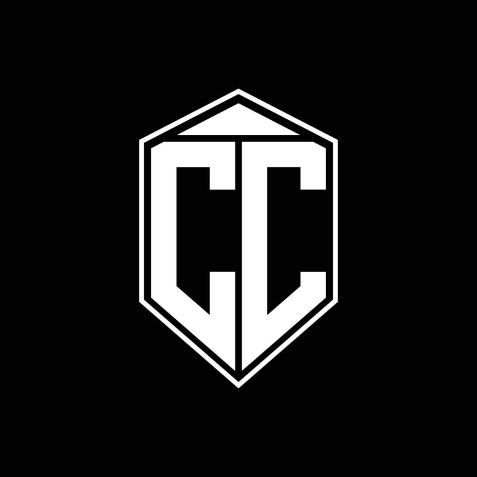 CC logo monogram with emblem shape combination tringle on top design template vector