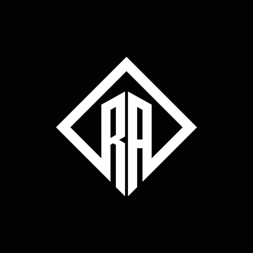 RA logo monogram with square rotate style design template vector