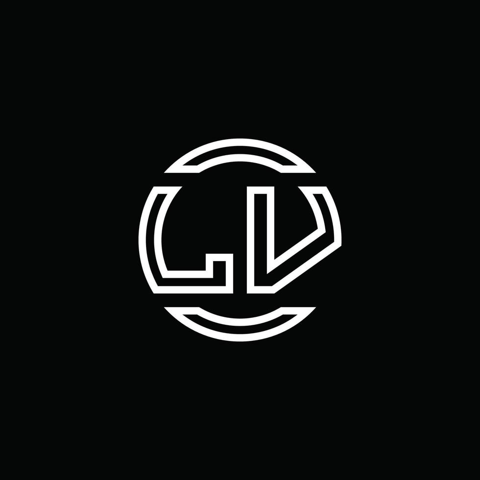 Monograma del logotipo de LV con plantilla de diseño redondeado de círculo de espacio negativo vector