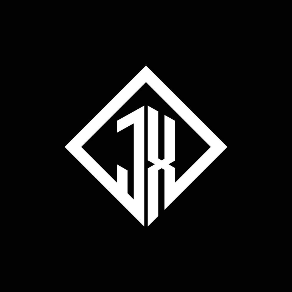 monograma del logotipo jx con plantilla de diseño de estilo de rotación cuadrada vector