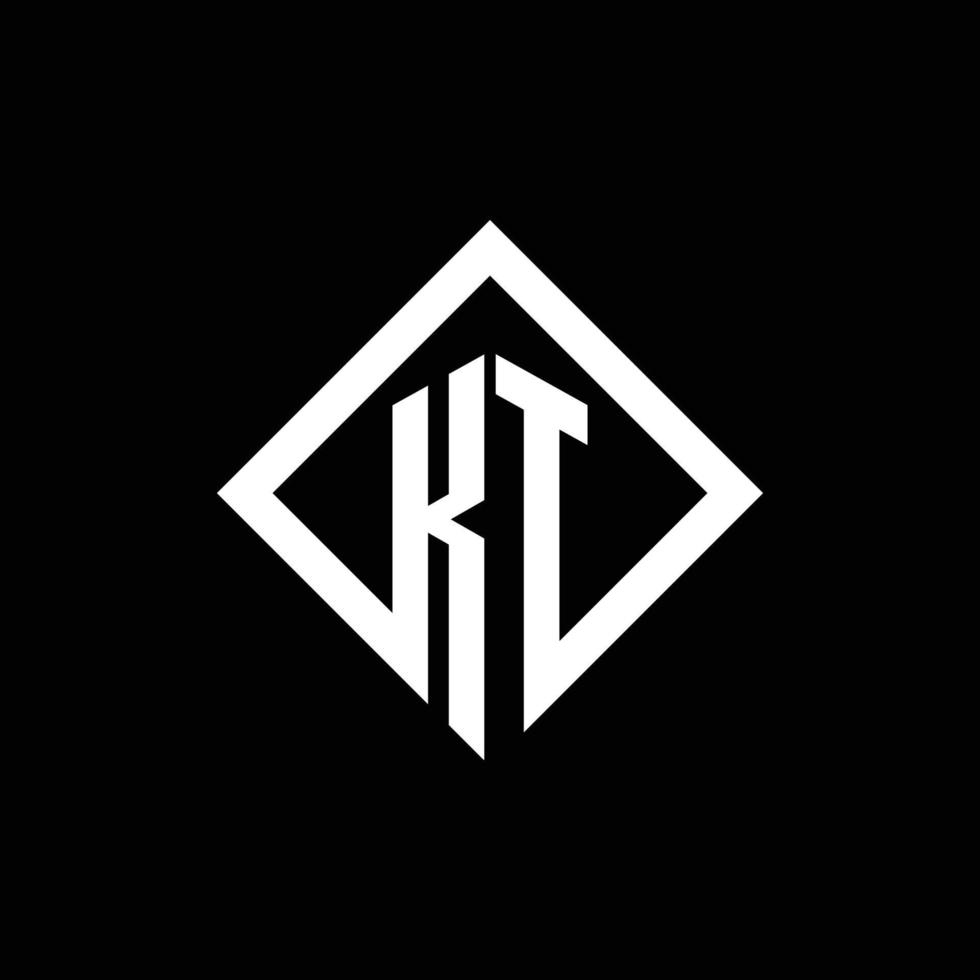 Monograma del logotipo de kt con plantilla de diseño de estilo de rotación cuadrada vector