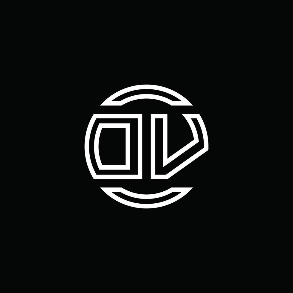 monograma del logotipo de dv con plantilla de diseño redondeado de círculo de espacio negativo vector