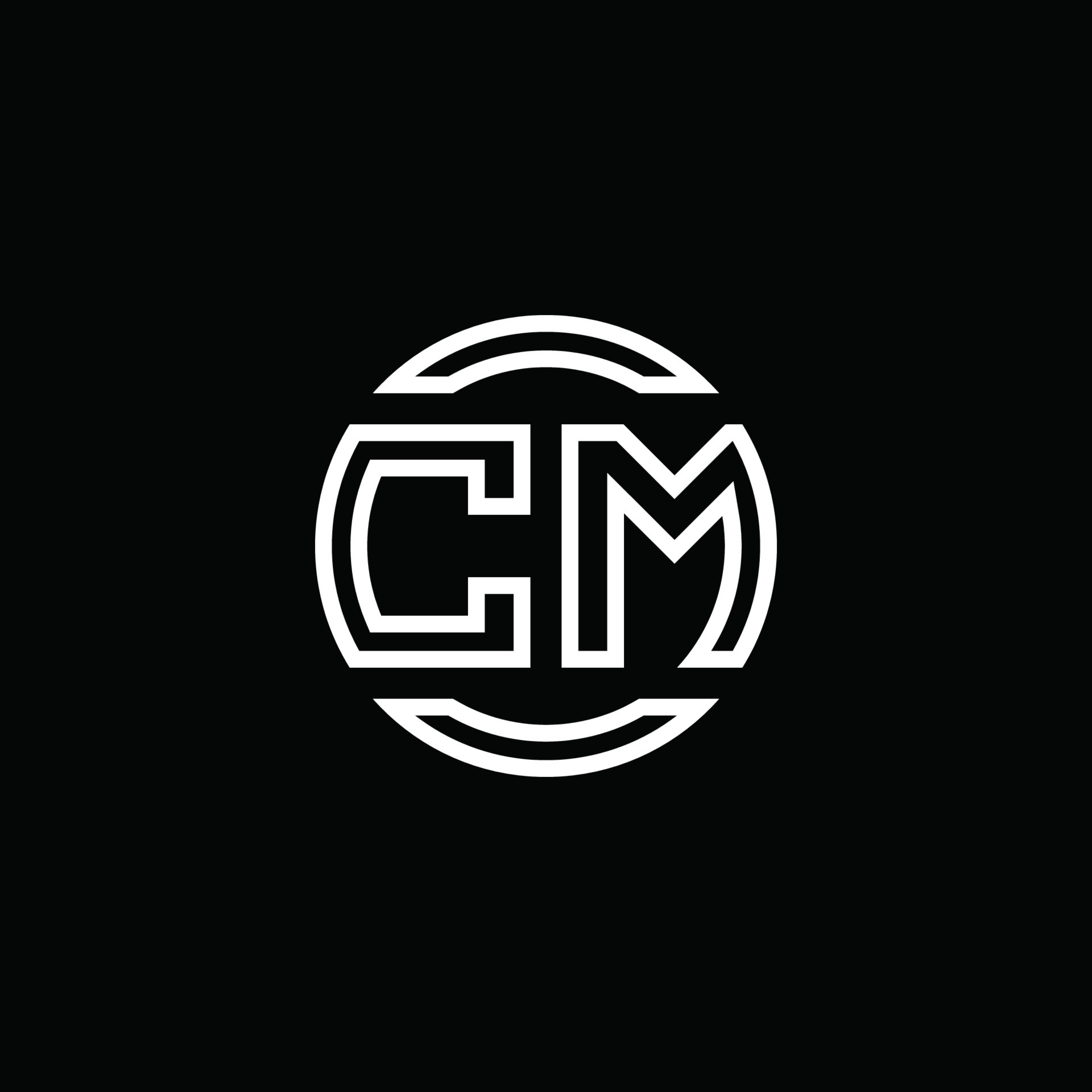 CM logo monogram with negative space circle rounded design template ...