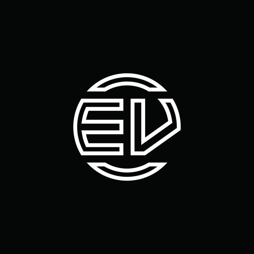 monograma del logotipo de ev con plantilla de diseño redondeado de círculo de espacio negativo vector