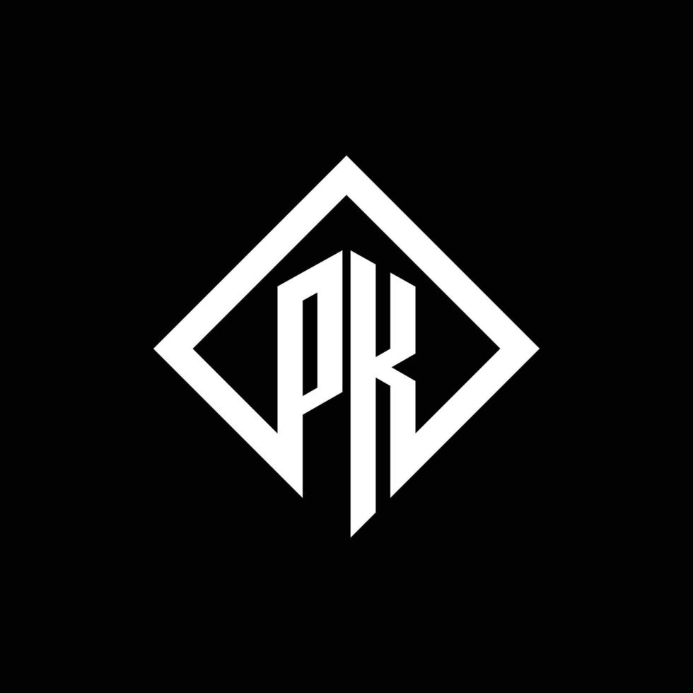 monograma del logotipo pk con plantilla de diseño de estilo de rotación cuadrada vector