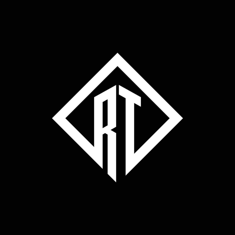 rt logo monograma con plantilla de diseño de estilo de rotación cuadrada vector