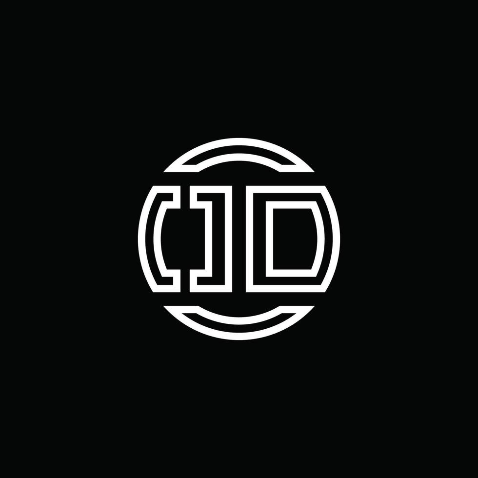 Monograma del logotipo de OD con plantilla de diseño redondeado de círculo de espacio negativo vector
