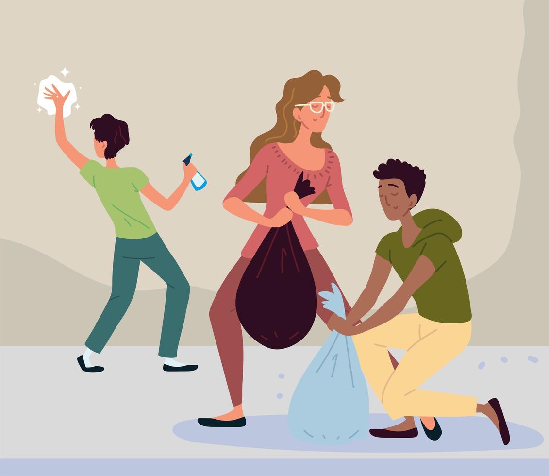 people cleaning related vector