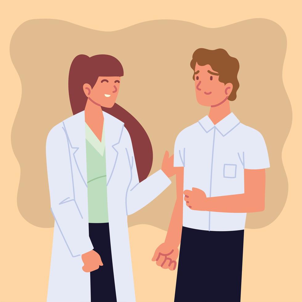 female doctor with patient vector