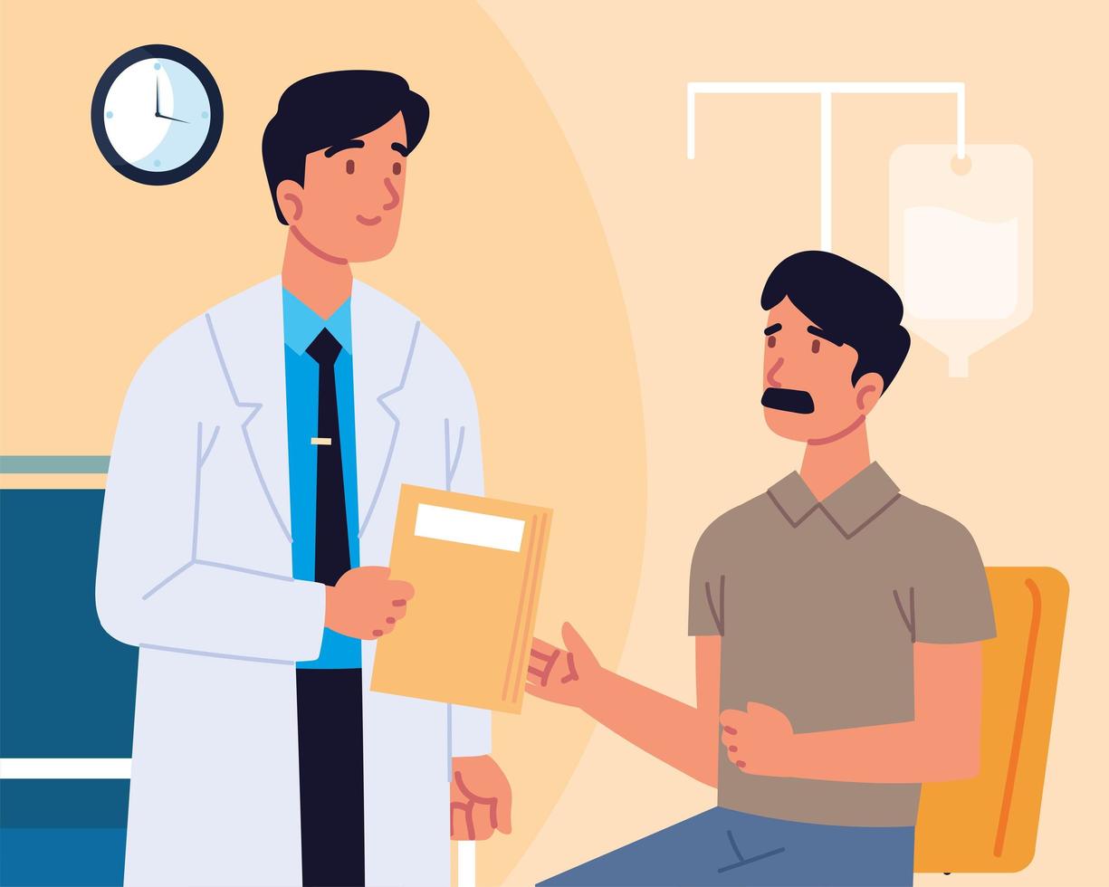 doctor with a man patient vector