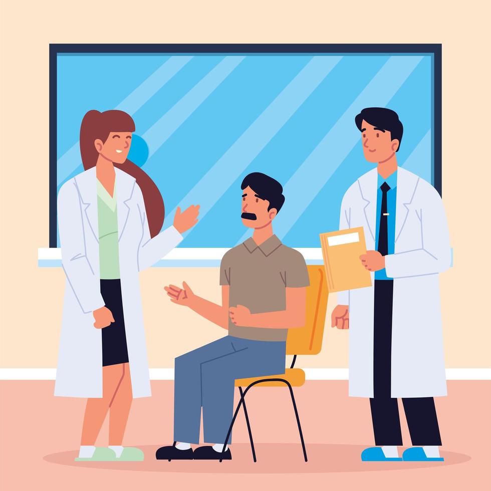 doctors talking patient consult vector