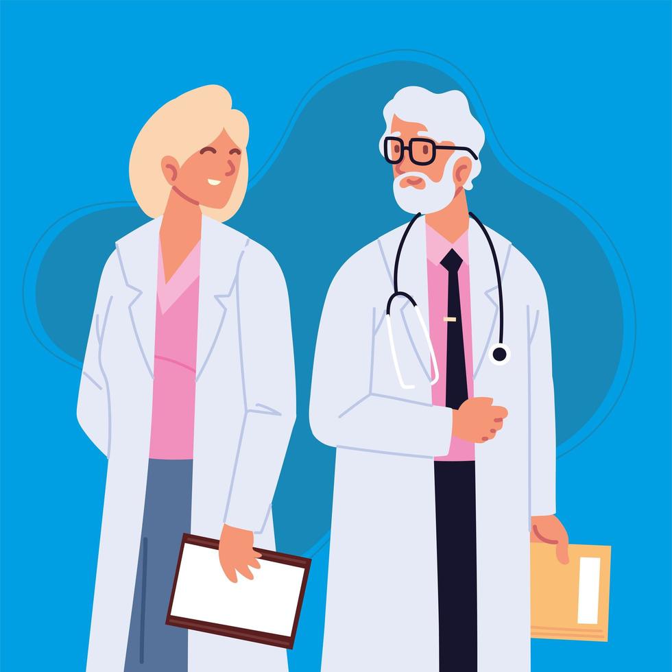 male and female doctors vector