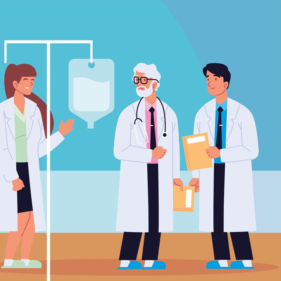 professional group of doctors vector
