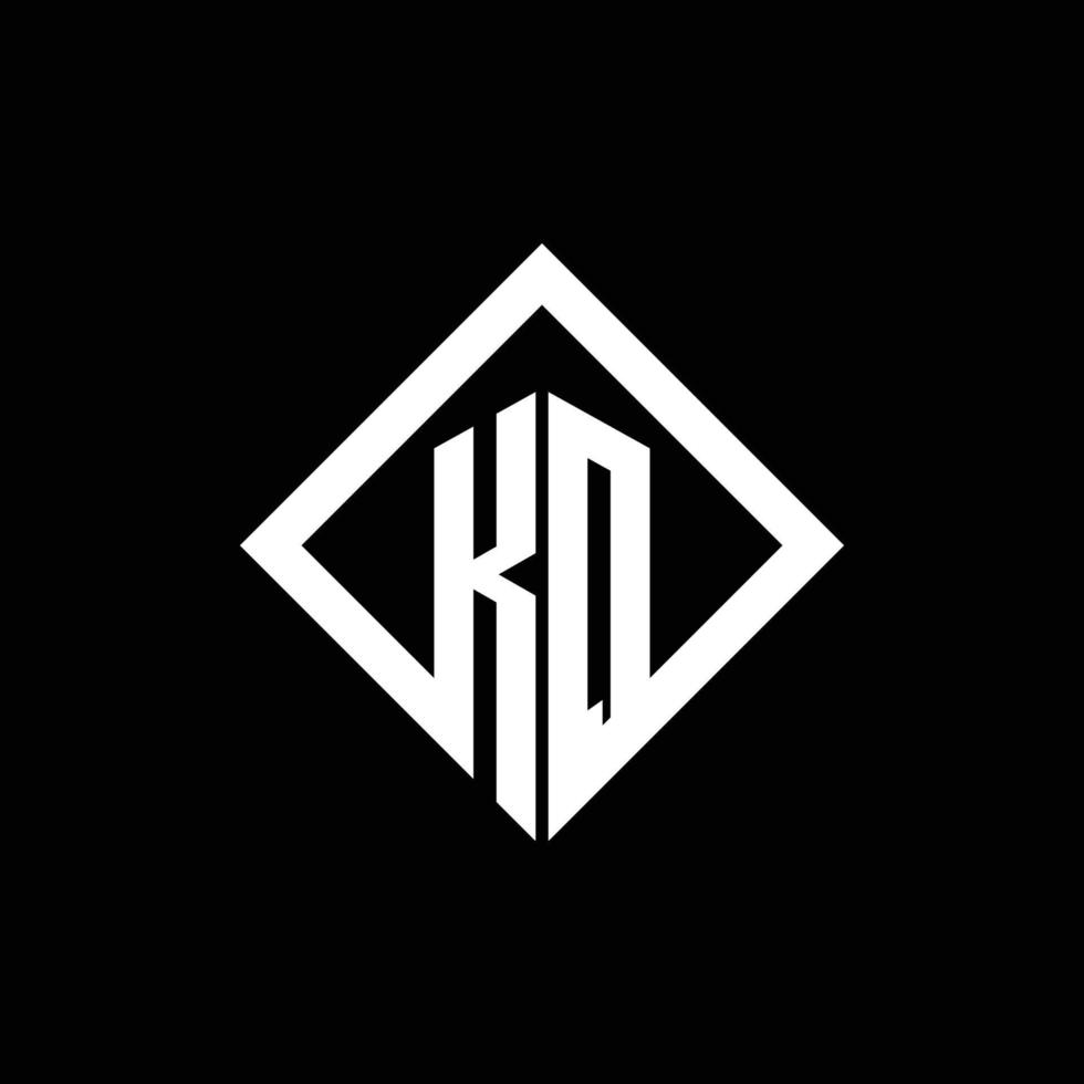 Monograma del logotipo de kq con plantilla de diseño de estilo de rotación cuadrada vector