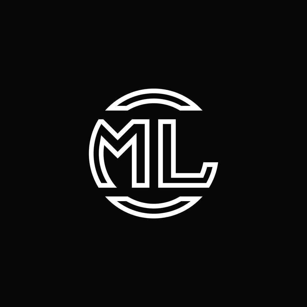 ML logo monogram with negative space circle rounded design template vector