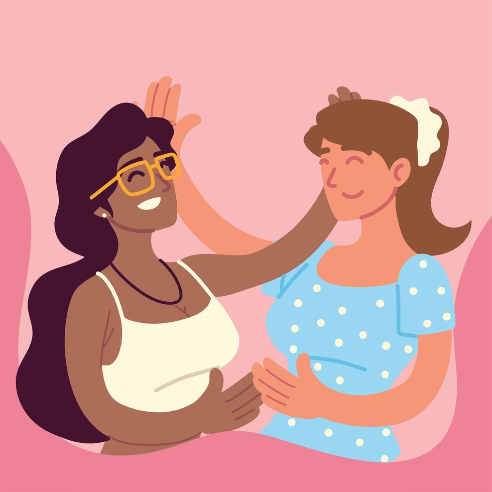 women smiling hands up vector