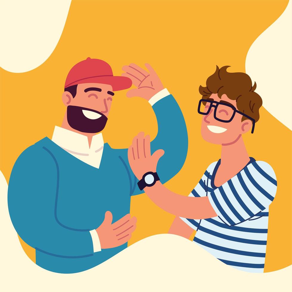 men smiling greeting vector