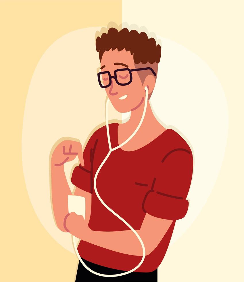 man with earphones vector