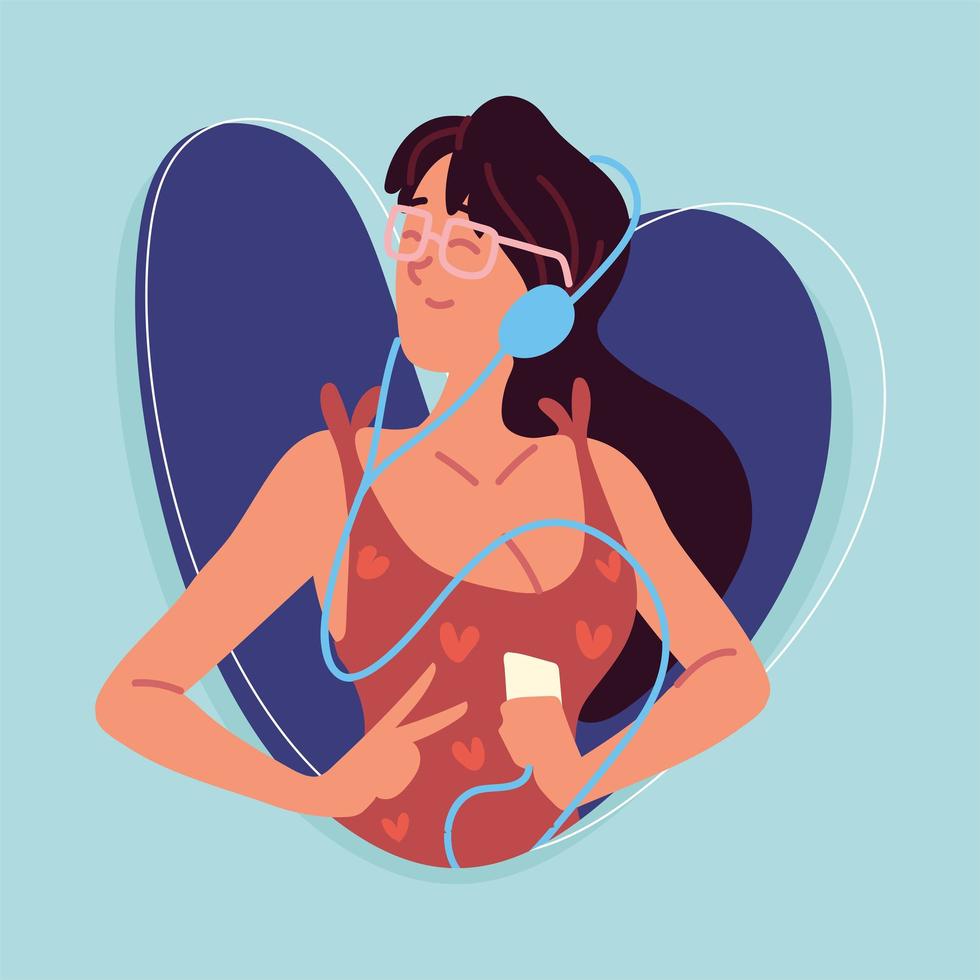 woman listen to music vector