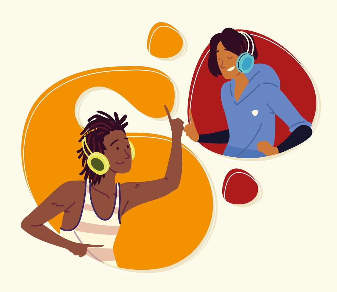 hombres divertidos con auriculares vector