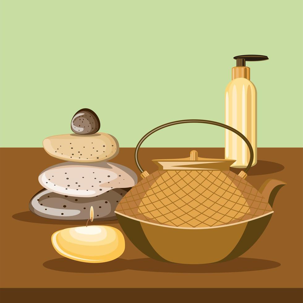 teapot stones spa vector