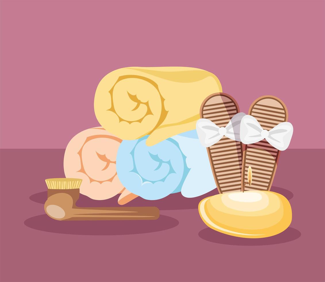 spa sandals towels vector